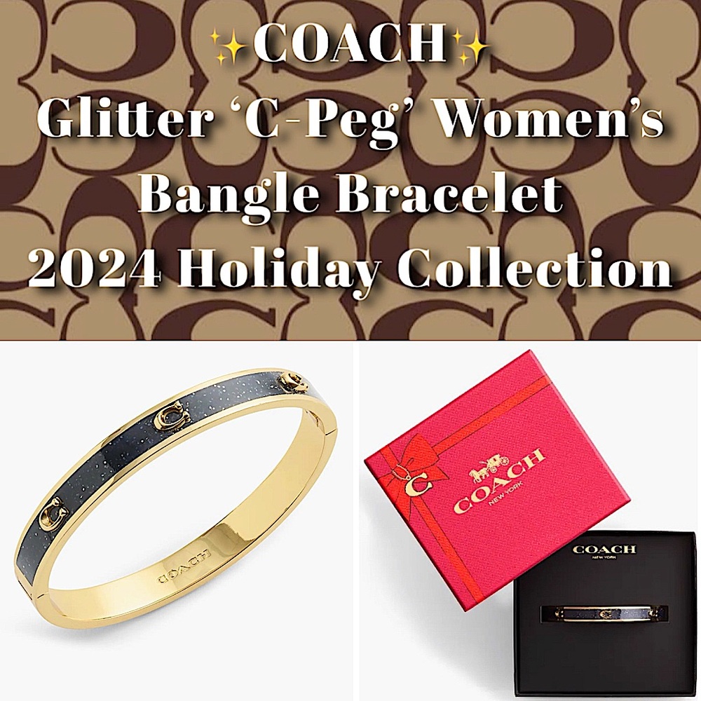 COACH - Glitter ‘C-Peg’ Women’s Bangle Bracelet in 2024 Holiday Box-NWT